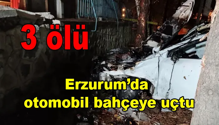 Erzurum’da otomobil bahçeye uçtu: 3 ölü