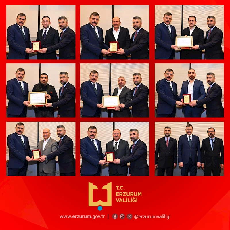 Erzurum Valiliği, Hayırsever İş İnsanlarına Teşekkür Belgesi Verdi