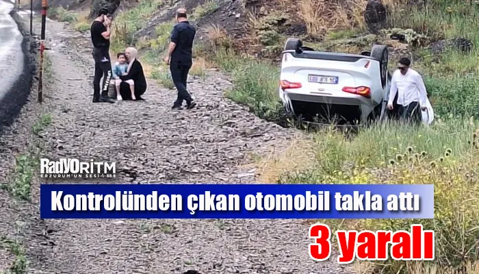 Sürücüsünün kontrolünden çıkan otomobil takla attı: 3 yaralı