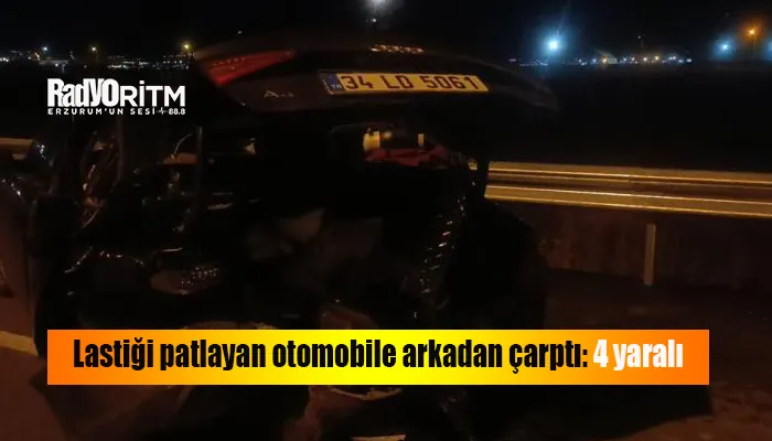 Lastiği patlayan otomobile arkadan çarptı: 4 yaralı