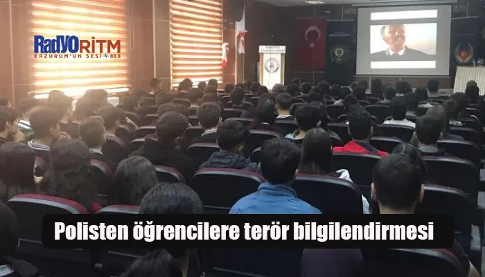 Polisten öğrencilere terör bilgilendirmesi