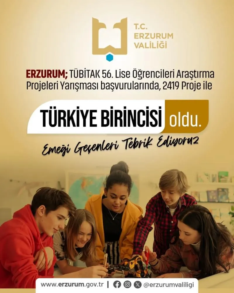 Erzurum, TÜBİTAK proje başvurularında Türkiye birincisi